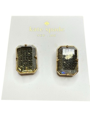 Kate Spade Life Of The Party Gold Stud Earrings Smoke Black