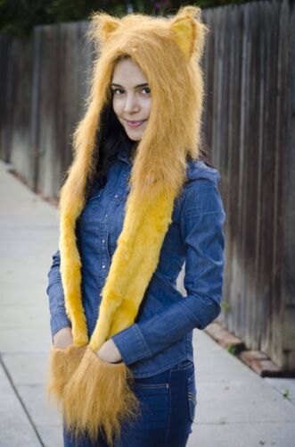  GOLDEN LION FAUX FUR ANIMAL HAT WITH PAWS - Picture 1 of 1