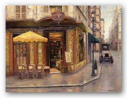 Red House Cafe Haixia Liu Restaurant Art Print 28x22 - Picture 1 of 1