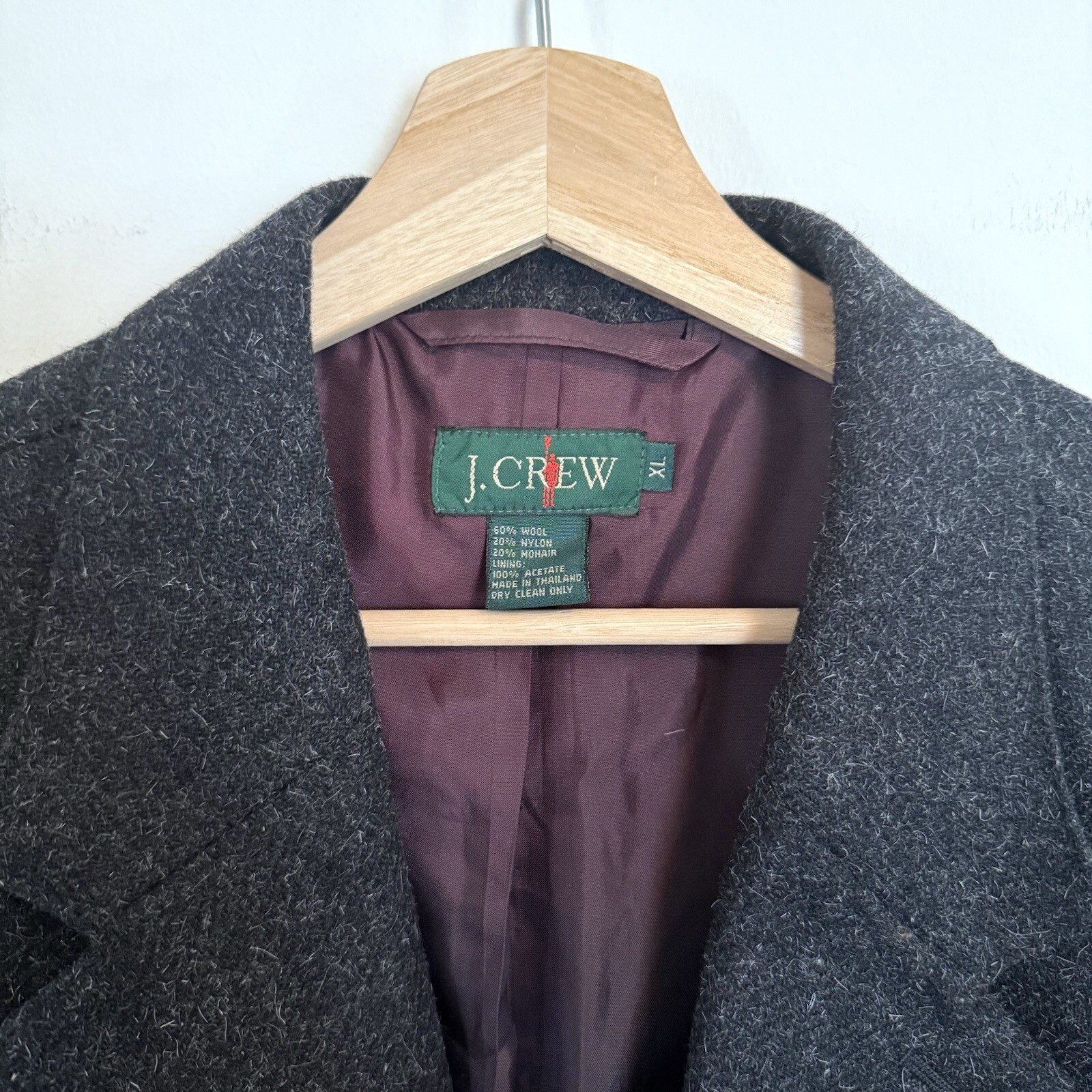 FILA Giacca blazer vintage J.Crew Oarsman grigio cappotto sportivo lana mohair XL