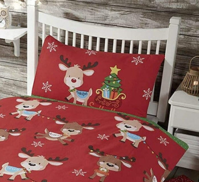 WEIHNACHTEN Bettbezug Set - RUDOLPH and FRIENDS - EINZELBETT - RENTIERE