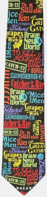 LIBRARY OF CONGRESS Silk Tie Classic Book Titles popular novels literature-NWOT
