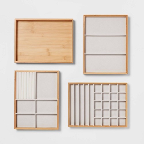 9" x 12" Stackable Bamboo Accessory Tray Set with Lid - Brightroom - Picture 3 of 4