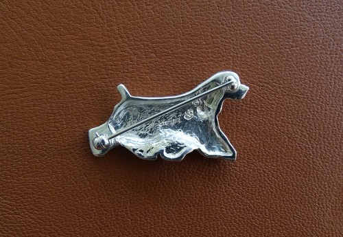 Large Sterling Silver Cocker Spaniel Running Study Brooch - Picture 4 of 8
