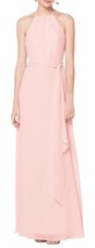 Bridesmaid Dress, LEVKOFF Halter Neck Chiffon A-Line Gown, Petal Pink