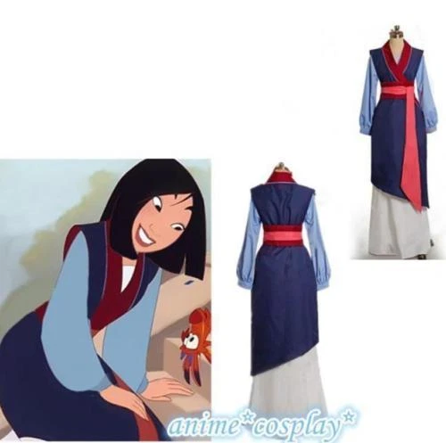 Lady Hua Mulan Blue Dress Mulan Princess Dress Movie Cosplay Costume Fancy Dress - Image 3 of 4