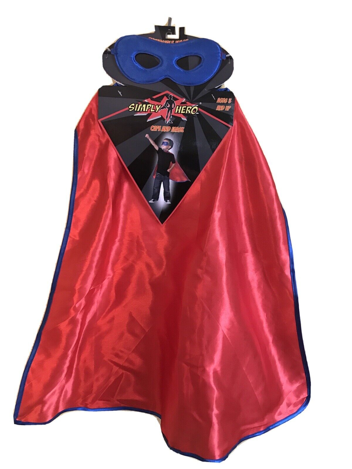 Child's Simply Hero Super Hero Cape and Reversible Mask Set NWT