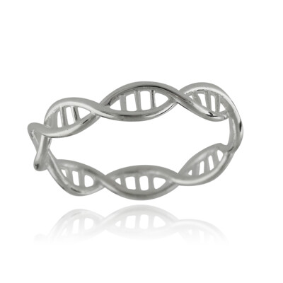 DNA Molecule Double Helix Ring -925 Sterling Silver Band  Sizes 6-10 Science NEW