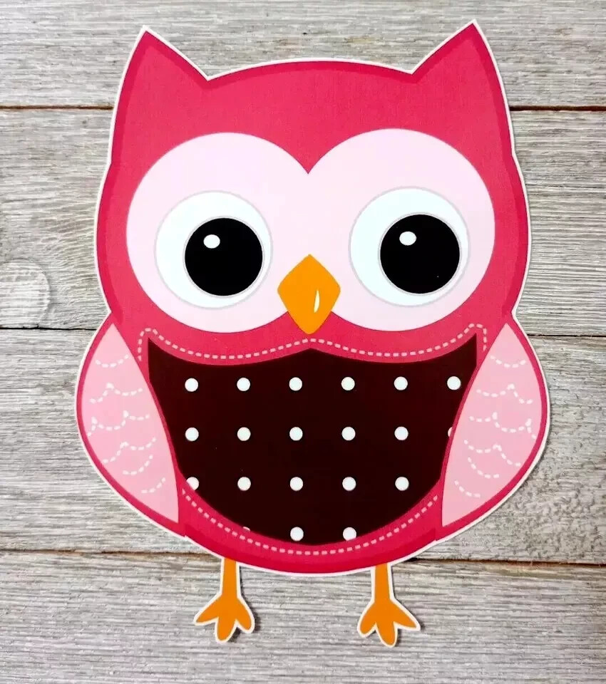 Pink Glossy Owl Wall Sticker 10.5 Inch Decorative Craft