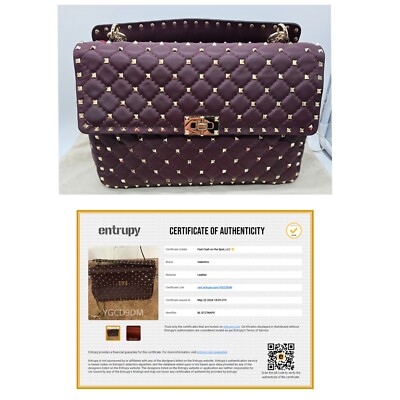 Authentic Valentino Garavani Rockstud Spike Quilted Leather Large Bag w/ COA