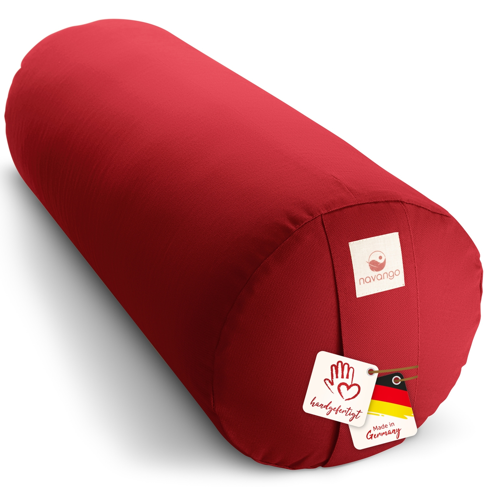 Yogarolle navango® Yoga Bolster mit Dinkelspelz Yogakissen Bezug waschbar