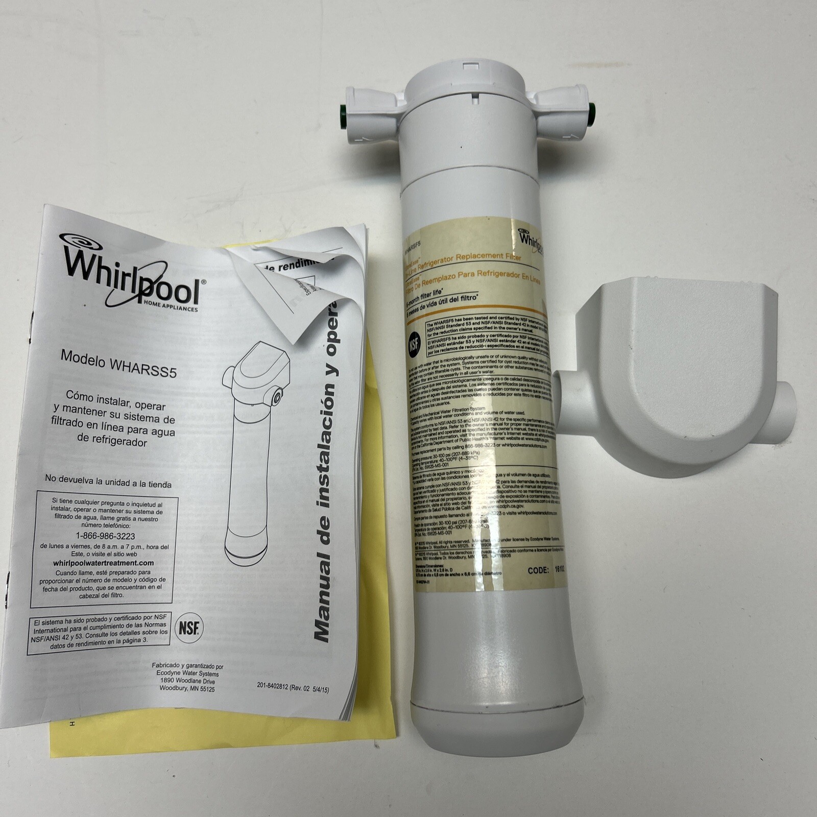 Whirlpool UltraEase InLine Refrigerator Water Filtering System WHARSS5