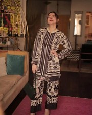 Pure Natural Crepe Kurta Palazzo Set Pakistani Wedding Wear Kurta Cord Set Dress