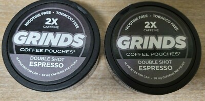 2 Containers Double Espresso 2X Caffeine Grinds Coffee Pouches on Shark Tank New