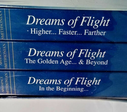 Air & Space Smithsonian cintas VHS de lote antiguo Dreams of Flight 3 juego en caja vol 1, 2 y 3 - Imagen 1 de 7