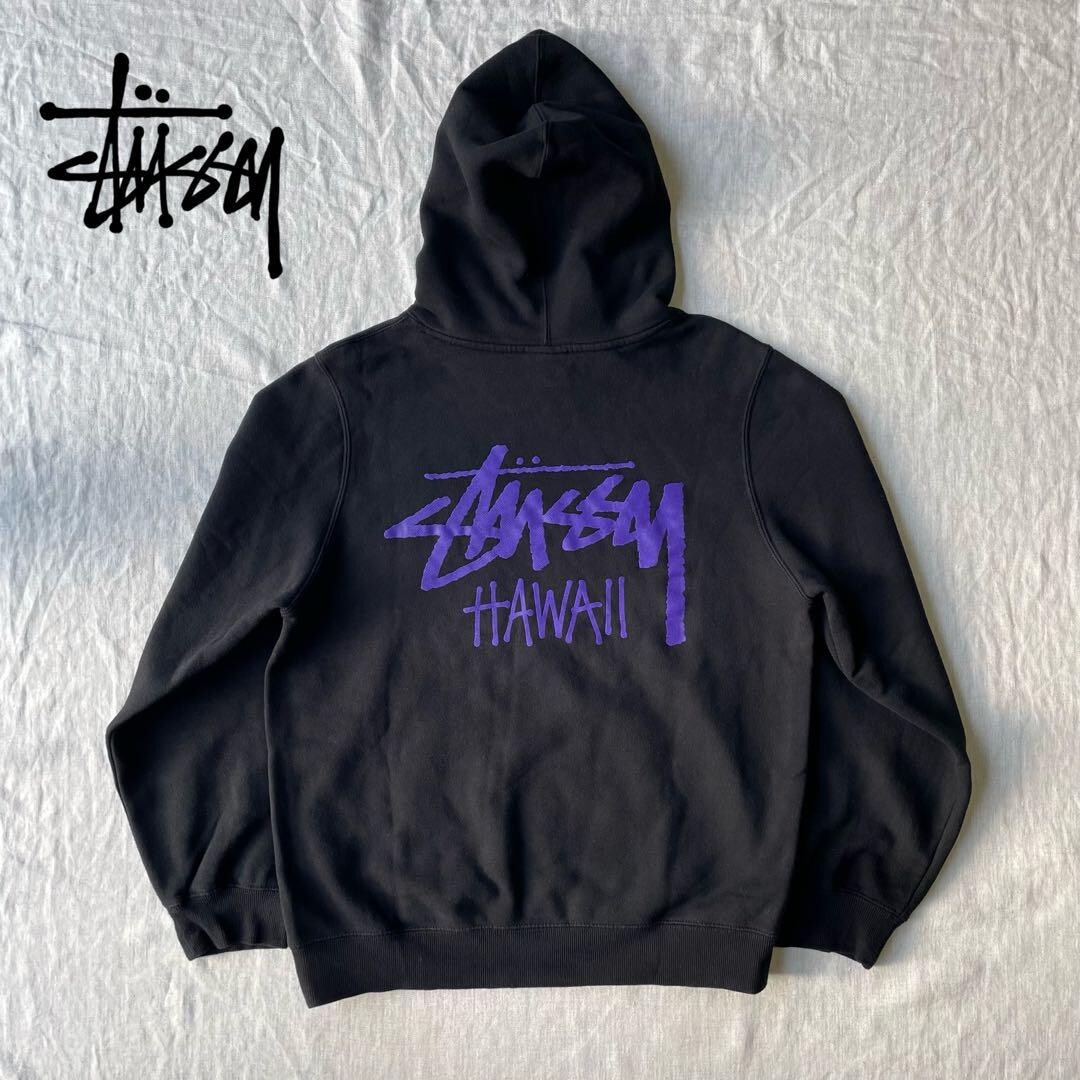 レア【STUSSY】BUILT IN USA HOODIE ☆ バック ロゴ ☆ フーディ Rare STUSSY Back Logo Hoodie Hawaii Only Pullover Sean USED