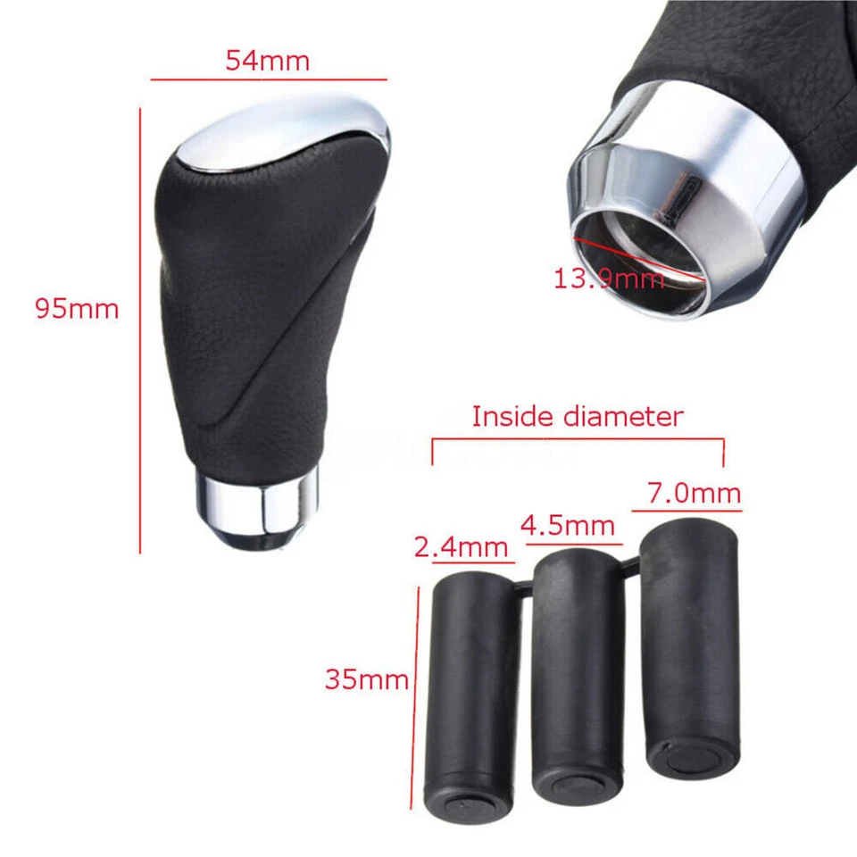 1X Cabezal de palanca de cambios manual/automático de cuero para automóvil Foto 2 de 4