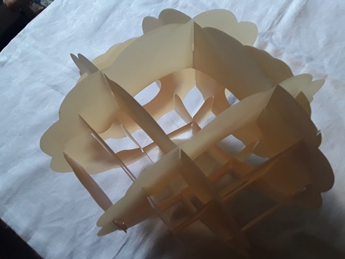 Genuine 1960's Fold Flat Pendant lampshade Dark Cream - Picture 3 of 5