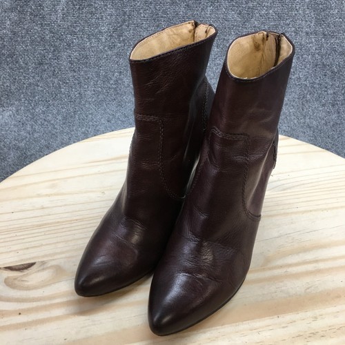 Frye Boots Womens 9 M Regina Wedge Booties Brown Leather Back Zip Pointed Toe - Picture 3 of 18