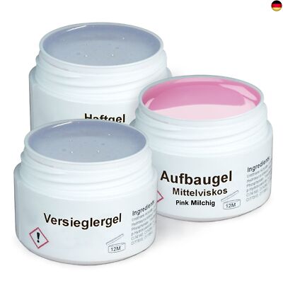 GS-Nails UV Gel-Set - 3x 15ml Nagel-Gel für Nail-Art & Nagel-Design - Haft-Gel, 