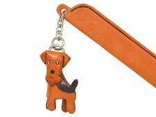 Airdale terrier Leather dog Charm Bookmarker *VANCA* Made in Japan #61702