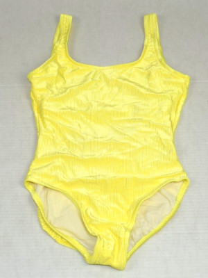 Vintage Jantzen Swimsuit Size S/M 90s Classic Glossy Lemon Yellow