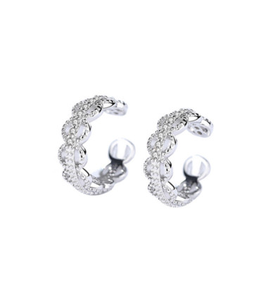 Ear Cuff Wrap Earrings No Piercing Clip On Crystal CZ Clips Sterling Silver K39