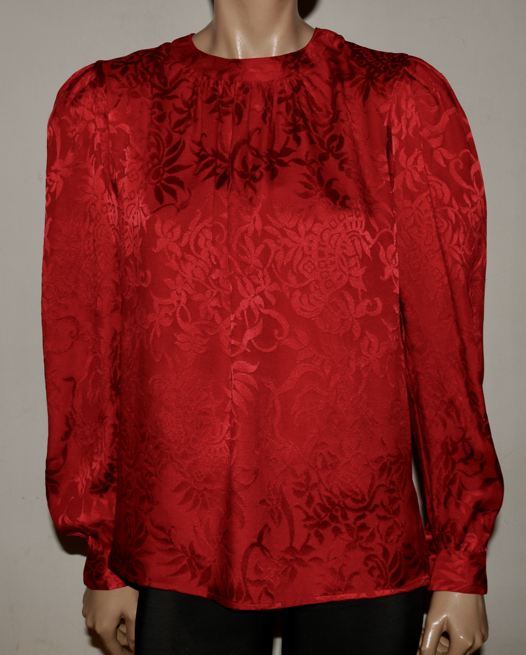 Camicia Saint Laurent Rive Gauche vintage rossa jacquard seta top YSL