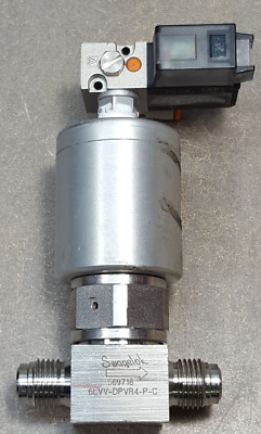 Swagelok 6LVV-DPVR4-P-C Bellows Flow Valve W/ SMC NVZ110-9MZ-M5-X51 SOLENOID.