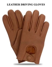 Driving Gloves Car Motorcycle Biker Genuine Leather Police Driver Gloves Brown