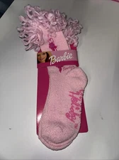 Vintage Barbie Slipper Socks One Size Fits All Shoe Kid Size 11-3 Soft Pink New