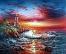 LMOP1056L 100% Handmade Painted Charm Ocean Seascape Oil Painting Art On Canvas