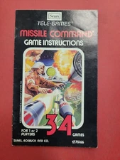 Sears Tele-Games-Missile Command Atari 2600 Manual Instruction Booklet Only