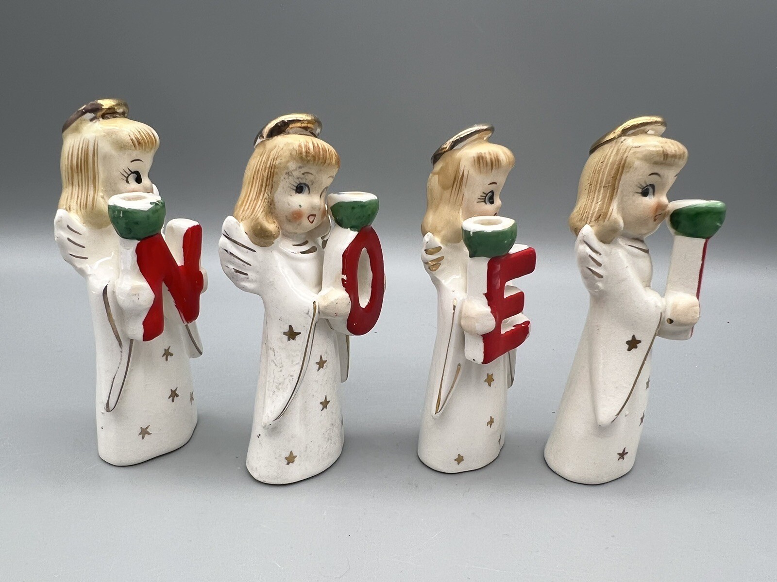Vintage Commodore Heavenly Noel Angels Candle Holders Japan Christmas