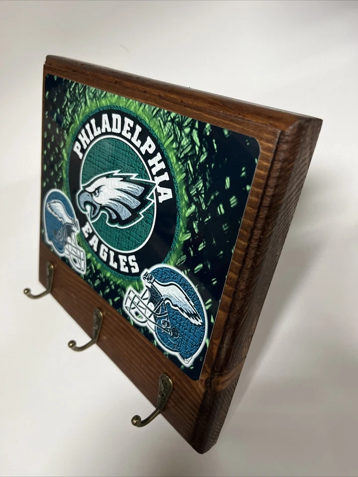 Philadelphia Eagles Rustic Wood Key Holder Man Cave Office wall decor - Image 2 of 4