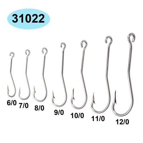 30Pcs 31022 Stainless Steel Fishing Hook Kirbed Bent Shank Eel Hook 6/0