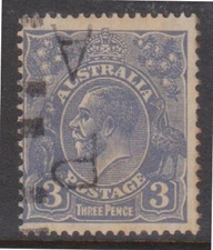 (K220-280) 1931 Australia 3d blue KGV (tone spot) (KJ)
