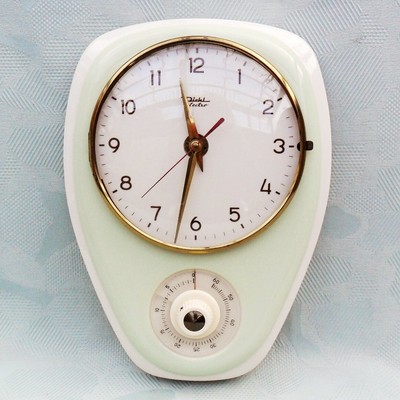 Una delle più belle di tutti Ceramica Orologio da cucina con timer di Diehl  In Lind Verde Bianco | eBay