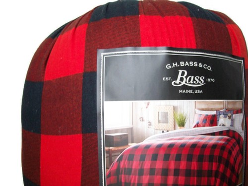 G H Bass Maine Red Black Buffalo Check Plaid Flannel Full Queen Comforter Shams - Picture 4 of 6