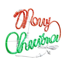 Merry Christmas LED Rope Light, 110V 7 Watts, with Detachable Wire Frame 23"x13"