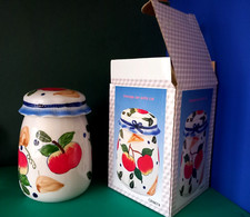 NEW JAR POT WITH LID FOR HOME KITCHEN  STORAGE CERAMIC 500ml/17.6oz ORIGINAL BOX