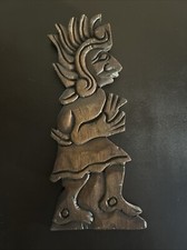 Wooden Carved Indigenous Native Decorative Hangable Piece Vintage 11 Inch