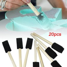 20X 1'' Foam Sponge Brushes Wooden Handle Painting Drawing Art Craft Draw