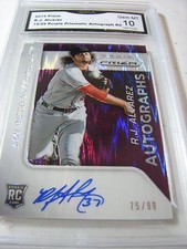 R.J. RJ ALVAREZ PADRES 2015 PRIZM PURPLE PRISMATIC PRIZM AUTO RC 75/99 GRADED 10