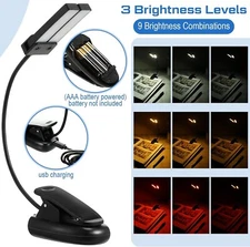 Folding Clip on Book Lamp 18 LED Rechargeable Music Stand Piano Lamp 3 modes