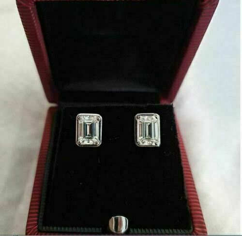 【VINTAGE HOLLYWOOD】Silver Bezel Emerald Cut Earrings s-l400.jpg