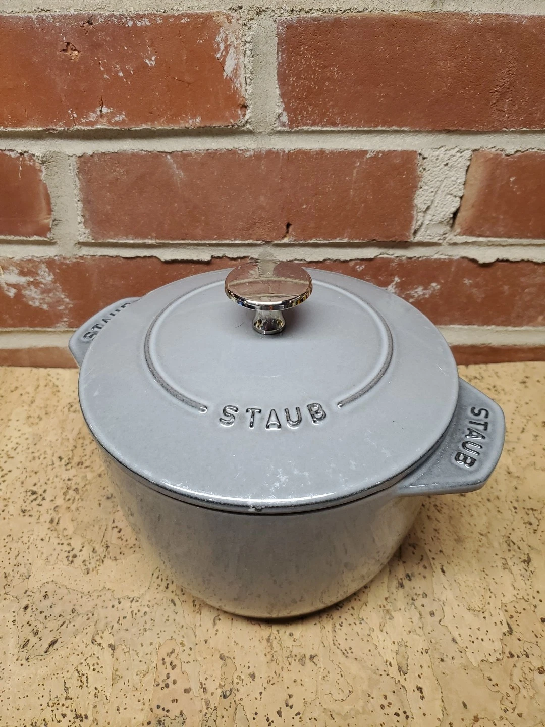Vintage Staub Cast Iron Small Dutch Oven #16 France 6 1/4" Grey Free Ship READ