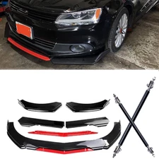 Front Bumper Lip Splitter Lower Spoiler Body Black+Red For Volkswagen EOS
