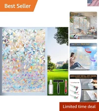 Rainbow Window Privacy Film - 3D Decorative Static Cling, 17.5" x 78.74"