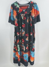 Anthony Richards Plus Sz 2X Black Floral Muumuu Dress Housecoat Pockets Q1030